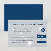 RSVP搭乗券TO HAWAII Gray and Blue 出欠カード (正面/裏面)