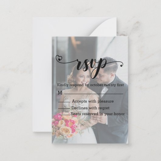 rsvp書モダン道結婚の暗い写真シック ノートカード (正面)