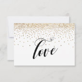 RSVP書道ハート、金ゴールド紙吹雪、 出欠カード (裏面)