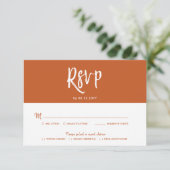 RSVP書道Terracottaスクリプトスタイル返信 招待状 (スタンド正面)