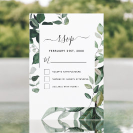 RSVP植物性の緑の葉の水色結婚の 招待状