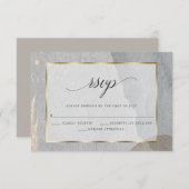 RSVP水エレガント色グレー花崗岩ストーン 出欠カード (正面/裏面)