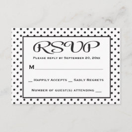 RSVP水玉模様Black and White 結婚 /パーティー 出欠カード