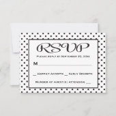 RSVP水玉模様Black and White 結婚 /パーティー 出欠カード (正面)