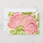 RSVP水絵を描色ピンクのバラ 招待状 (正面)