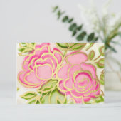 RSVP水絵を描色ピンクのバラ 招待状 (スタンド正面)