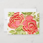 RSVP水絵を描色赤バラ 招待状 (正面)