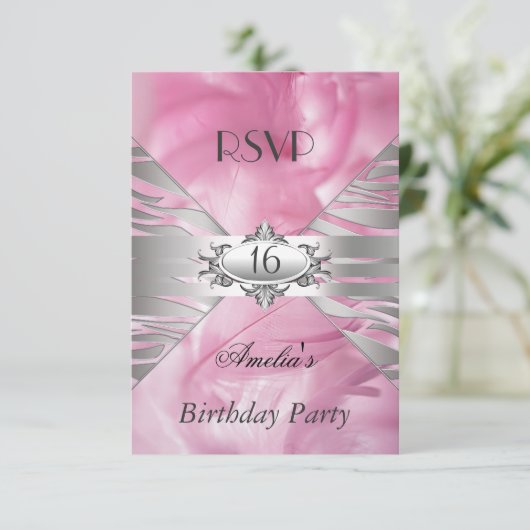 RSVP甘16ピンク 招待状 (スタンド正面)