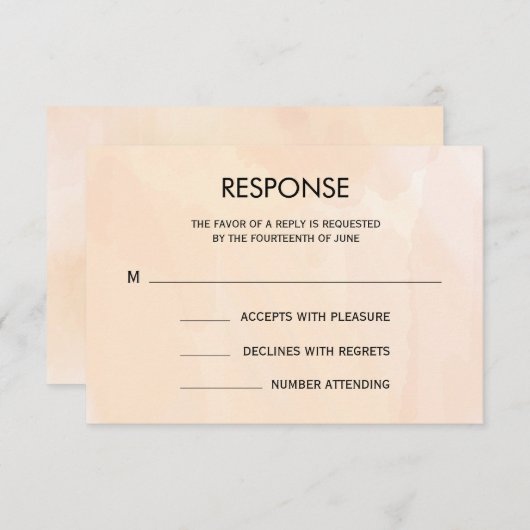 RSVP用アプリコ結婚ット水色の応答カード 出欠カード (正面/裏面)