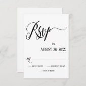 RSVP白黒カードの詳細な花形 出欠カード (正面/裏面)