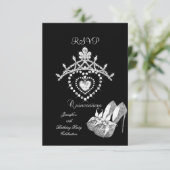 RSVP白黒キンセアニェラパーティーシューズティアラ 出欠カード (スタンド正面)