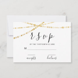 RSVP白黒バラフローラデリカットゴールデンライト 出欠カード