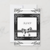 RSVP白黒レースフローラダイヤモンド3 招待状 (正面)
