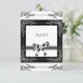 RSVP白黒レースフローラダイヤモンド3 招待状 (スタンド正面)