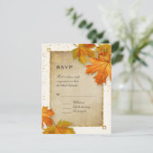 RSVP秋秋の秋の落ち葉くエレガントウェディング 出欠カード (スタンド正面)