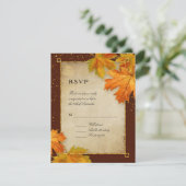 RSVP秋秋の秋の落ち葉くエレガントウェディング 出欠カード (スタンド正面)