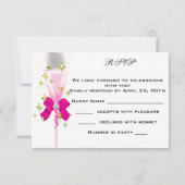 RSVP素晴らしい40ホットピンクの金ゴールドバブル 出欠カード (裏面)