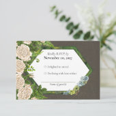 RSVP素朴な自然バラシダのカードと地衣類 出欠カード (スタンド正面)