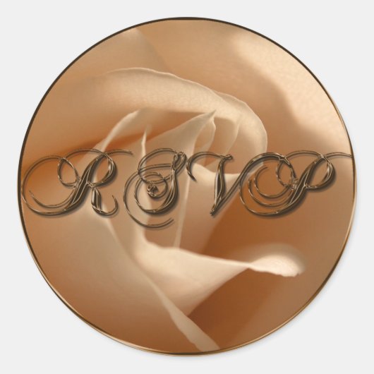 RSVP素朴クリームバラ結婚封筒用シール ラウンドシール (正面)