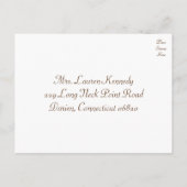 RSVP素朴フローラレースブラウン&ホワイトタレースのようン インビテーションポストカード (裏面)