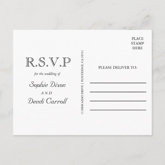 RSVP素朴ポストカード インビテーションポストカード (裏面)