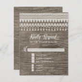 RSVP素朴ヴィンテージレースウッドスクリプトタイポグラフィ 出欠カード (正面/裏面)