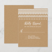 RSVP素朴ヴィンテージレースクラフトスクリプトタイポグラフィ 出欠カード (正面/裏面)