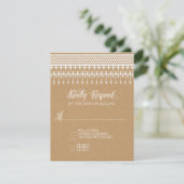 RSVP素朴ヴィンテージレースクラフトスクリプトタイポグラフィ 出欠カード (スタンド正面)