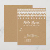 RSVP素朴ヴィンテージレースクラフトスクリプトタイポグラフィ 出欠カード (正面/裏面)