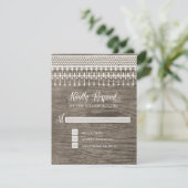 RSVP素朴ヴィンテージレース木製スクリプトタイポグラフィ 出欠カード (スタンド正面)