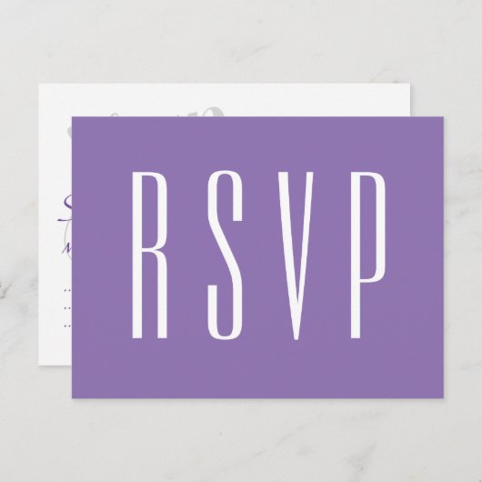 RSVP紫または任意の色結婚の応答 インビテーションポストカード (正面/裏面)