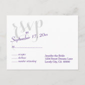 RSVP紫または任意の色結婚の応答 インビテーションポストカード (裏面)