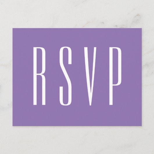 RSVP紫または任意の色結婚の応答 インビテーションポストカード (正面)