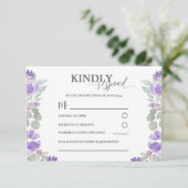 RSVP紫フローラ水色結婚の 出欠カード (スタンド正面)