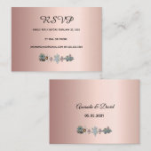 RSVP結婚の多肉性の花バラ金ゴールド エンクロージャーカード (正面/裏面)
