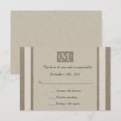 RSVP結婚式招待状-- Burlap Parchment Look 出欠カード (正面/裏面)