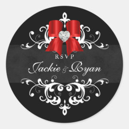 RSVP結婚式用シール白黒クリスマスボウ ラウンドシール