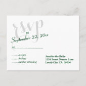 RSVP緑または任意の色結婚の応答 インビテーションポストカード (裏面)