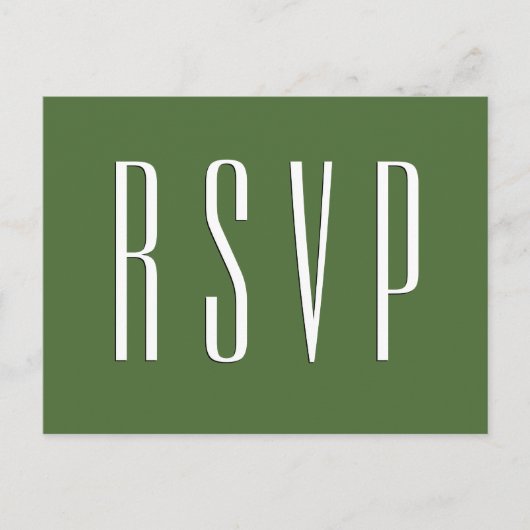 RSVP緑または任意の色結婚の応答 インビテーションポストカード (正面)