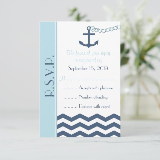 RSVP航海の結婚式招待状カード 出欠カード (スタンド正面)