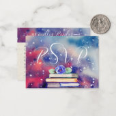 RSVP親切に応答する水の色の本パープル結婚ズ ノートカード (正面/裏面インサイチュ)