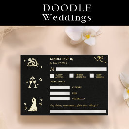 RSVP親切に応答フォイルDoodle応答エンクロージャ 箔招待状