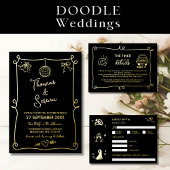 RSVP親切に応答フォイルDoodle応答エンクロージャ 箔招待状