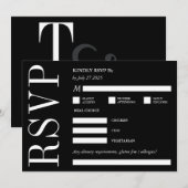 RSVP親切に返信ブラック&ホワイトモノグラムはっきりした 招待状 (正面/裏面)