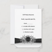 RSVP誕生日ダイヤモンドジュエル白黒シルバー 招待状 (裏面)