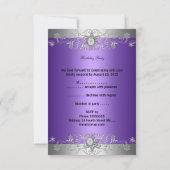 RSVP誕生日パーティパープルシルバーダイヤモンド 出欠カード (裏面)