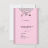 RSVP誕生日パーティーピンクシルバーホワイトダイヤモンド2 出欠カード (裏面)