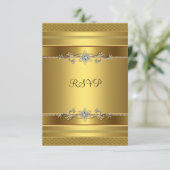 RSVP誕生日パーティー金ゴールドダイヤモンドジュエル 出欠カード (スタンド正面)