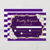 RSVP誕生日パーティー – 紫の金ゴールドカード 招待状 (正面/裏面)