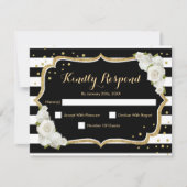 RSVP誕生日パーティー – 金ゴールド白黒カード 招待状 (正面)